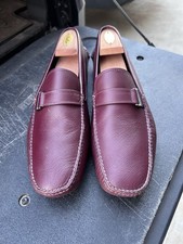 PRADA Burgandy Saffiano Leather Driving Loafers Men's Size 12 Made In Italy
