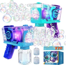 Eaglestone Bubble Gun for Kids 2 Packs Automatic Bubble Machine 10-Hole Bubbl...