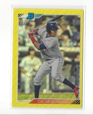 2020 Bowman Heritage Chrome Prospects Yellow Refractor Oscar Gonzalez Indians/75