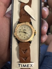 Timex Indiglo Herren Armbanduhr Schwarz Gold Plastik Leder Brown Wr Licht …
