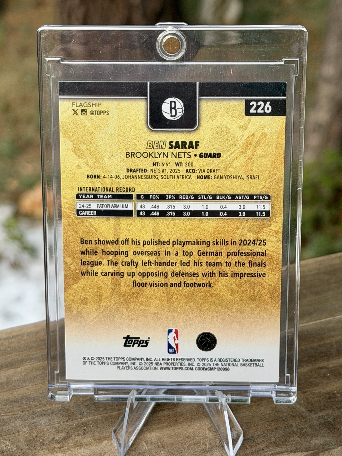 2025 Topps Ben Saraf GOLDEN MIRROR SSP Rookie #226 Brooklyn Nets