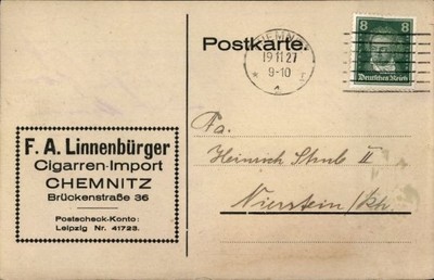 Ak Chemnitz in Sachsen, F. A. Linnenbürger Zigarren-Import,... - 10932427