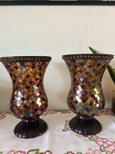 Set of 2 Mosaic Glass Art Decor
