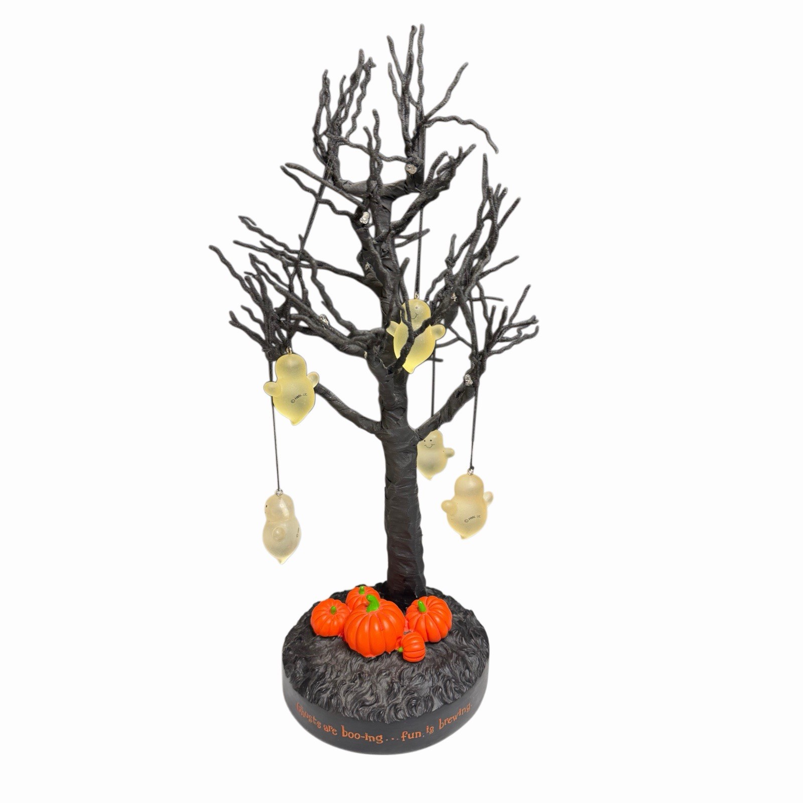 Hallmark Halloween Light Up Ghost Tree Tabletop Decor Pumpkins 13” Tested Works