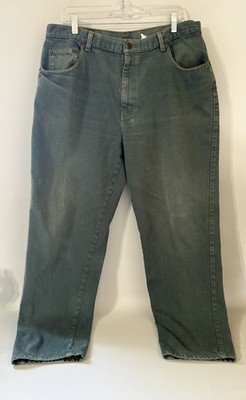 Sasson Jeans 1970s Green Denim Men s Size 38x30 Bootcut Vintage