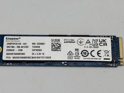 Kingston 512GB M.2 NVMe SSD model OM8PCP3512B-AA1 Untested For Parts Only READ