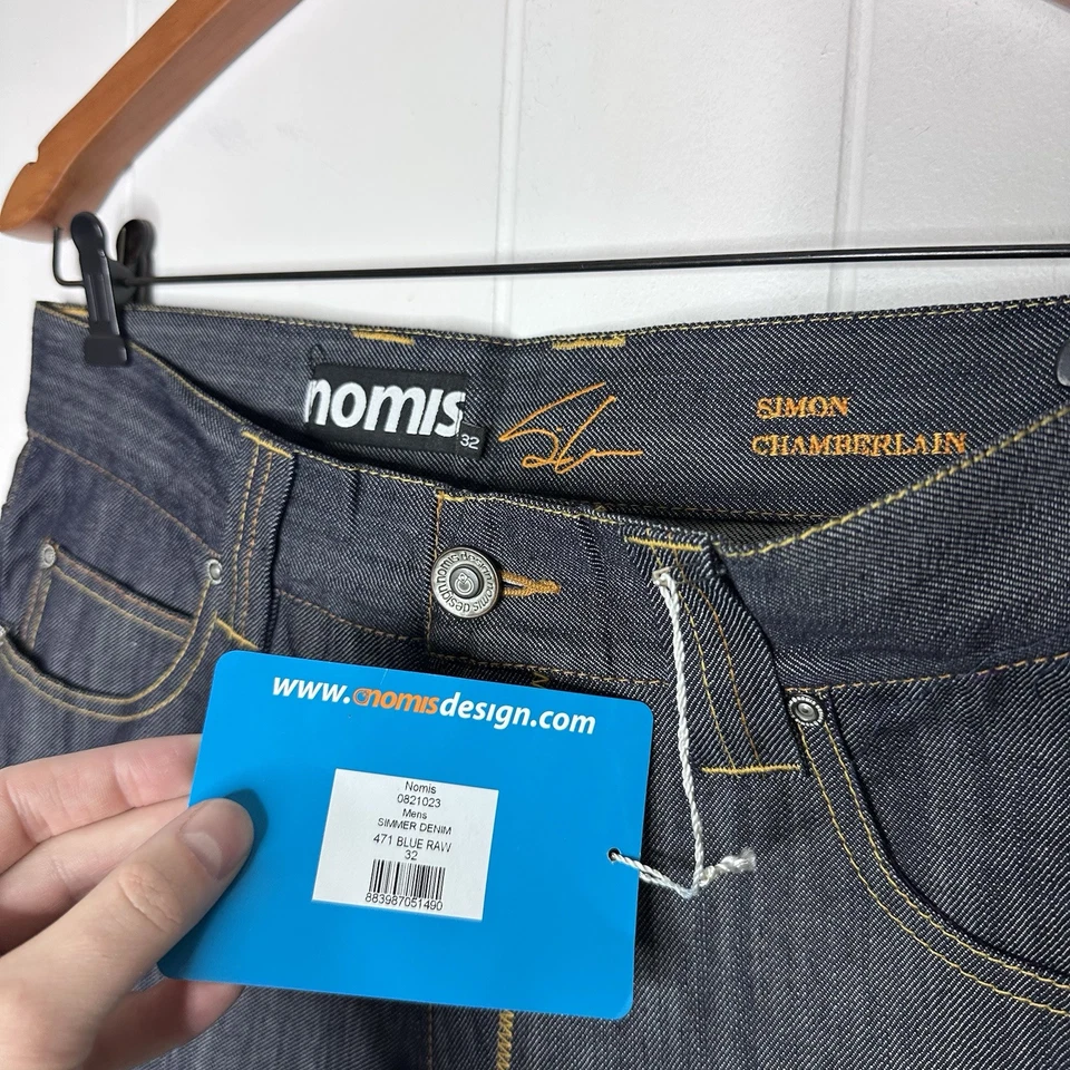 Pantalones de mezclilla Nomis Design Simon Chamberlain nuevos con etiquetas - para hombre 32x32 lavado oscuro 471 Foto 3 de 4
