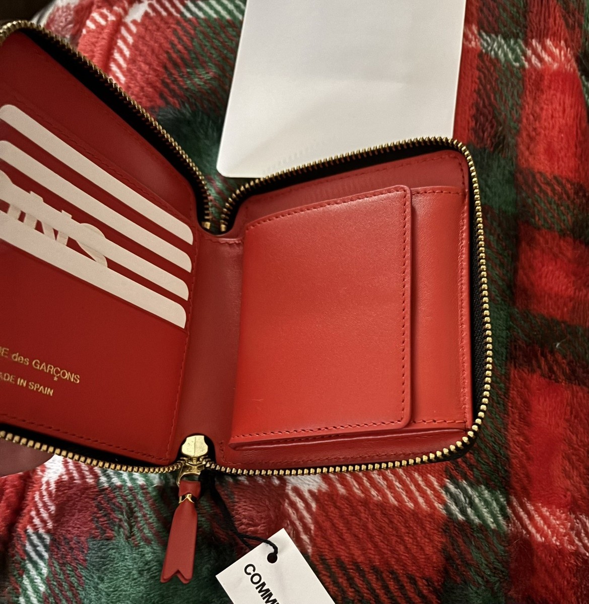 Comme Des Garcons Wallet Huge Logo Full Zip Around Wallet - Red