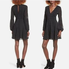 ASTR The Label Embroidered Mini Dress in Black - Size Med