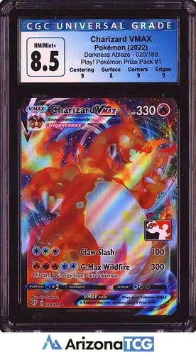 Pokemon 2022 Charizard VMAX 020/189 Play Pokemon Stamp Darkness Ablaze CGC 8.5