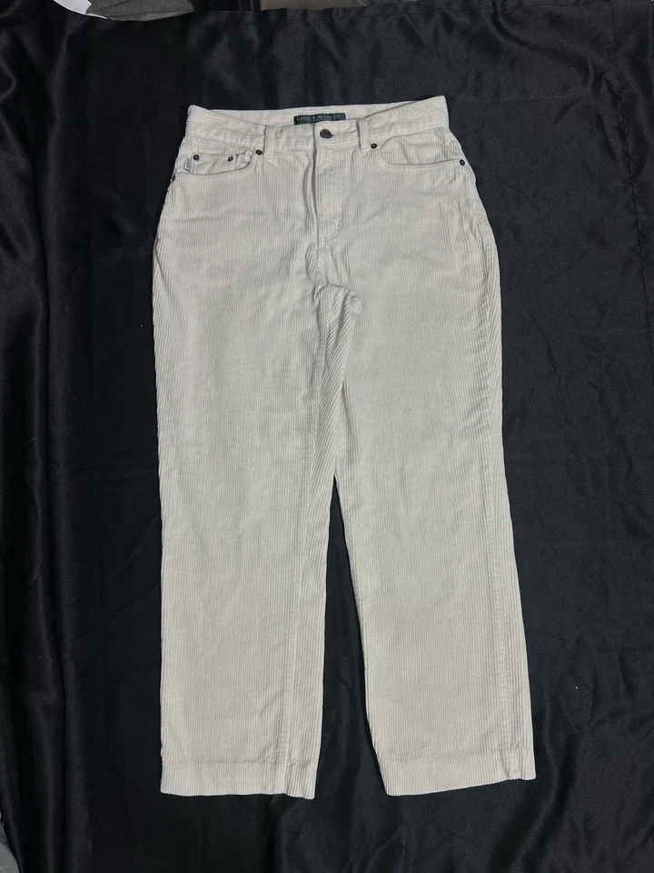 Vintage Lauren Polo Ralph Lauren Women’s Corduroy Pants White Size 6 - Image 2 of 4