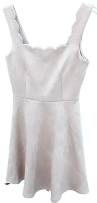 #ad Alya Soft Blush Faux Suede Sleeveless Dress Size S Square Neck Scallops Skater $18.99