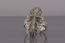 Sarda Sterling Silver 31mm Oval Bali Scrolled Cross Band Ring 15g 925 Sz: 10