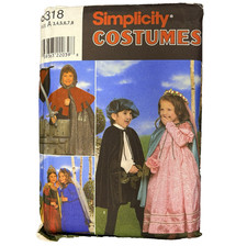 Simplicity 8318 Costume Pattern Renaissance Medieval Dress Cape 3 4 5 6 7 8 Boy
