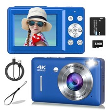 44MP Digital Camera 1080P FHD Compact Point  Shoot Camcorder for Kids Teens