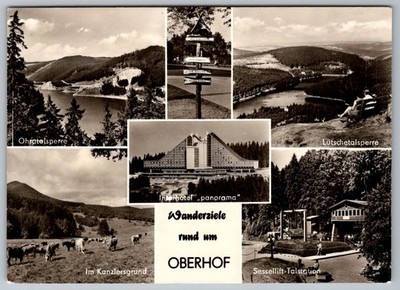 Oberhof DDR RPPC Panorama Hotel Kanzlersgrund Lütsche Ohratalsperre c1977
