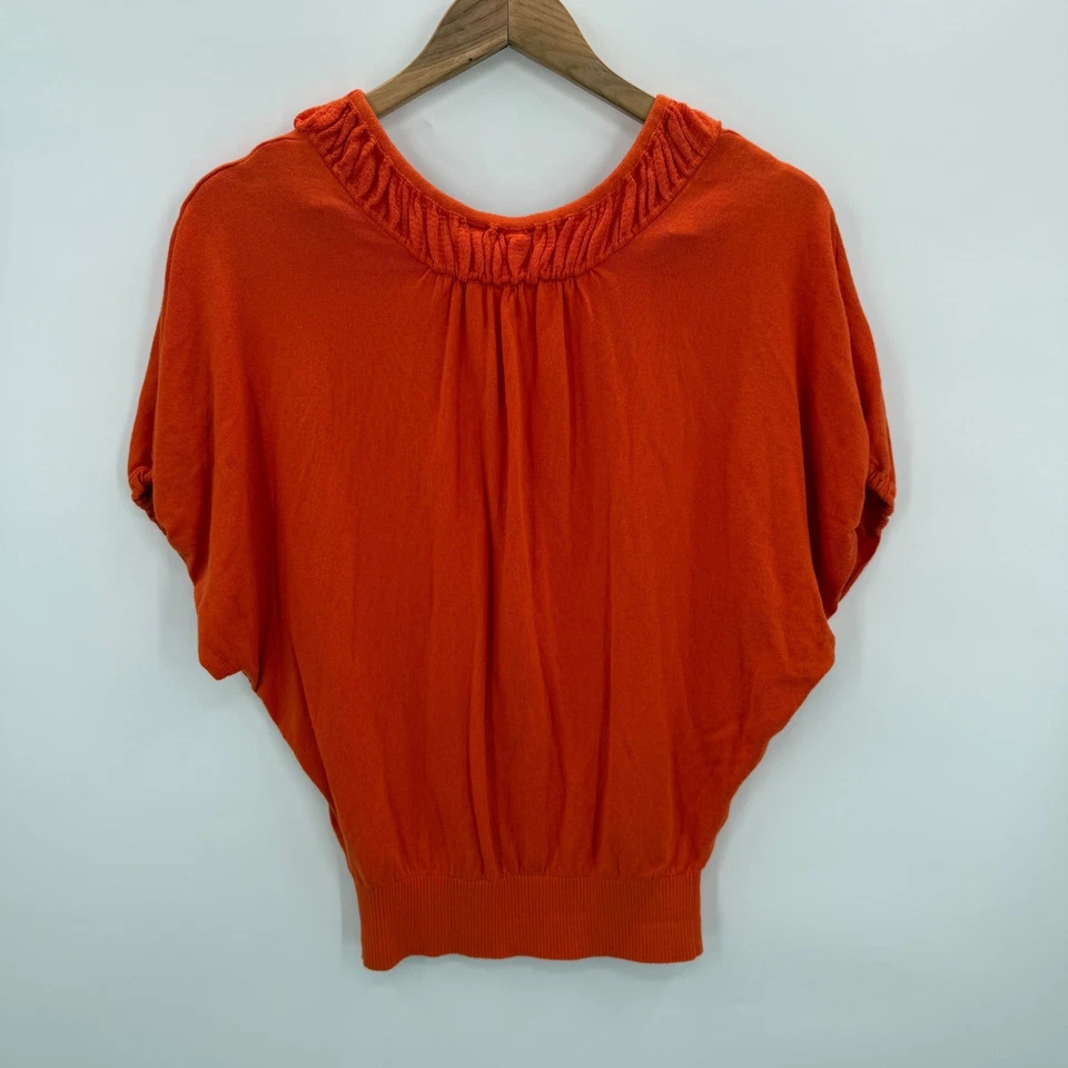 Top tejido Moth Anthropologie Dolman manga corta naranja mezcla seda para mujer pequeño Foto 2 de 4