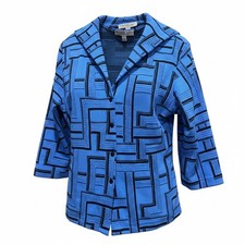 23 Andria Lieu Collection 2pc sweater Tank Set Sz. L Blue PTP: 22" Geometric