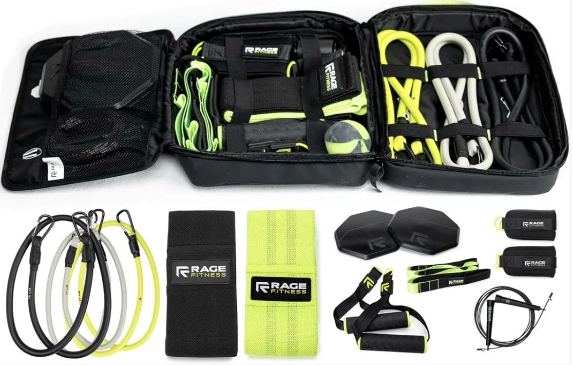 Rage Fitness EX Resistance and Recovery Kit NEW Black Case 10 Piece