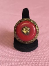 Red LABRADORITE GEMSTONE TIBETAN DESIGN Adjustable RING