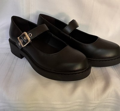 NIB SODA Black Mary Jane Block Heel Buckle Strap Round Toe Synthetic Women 6.5M