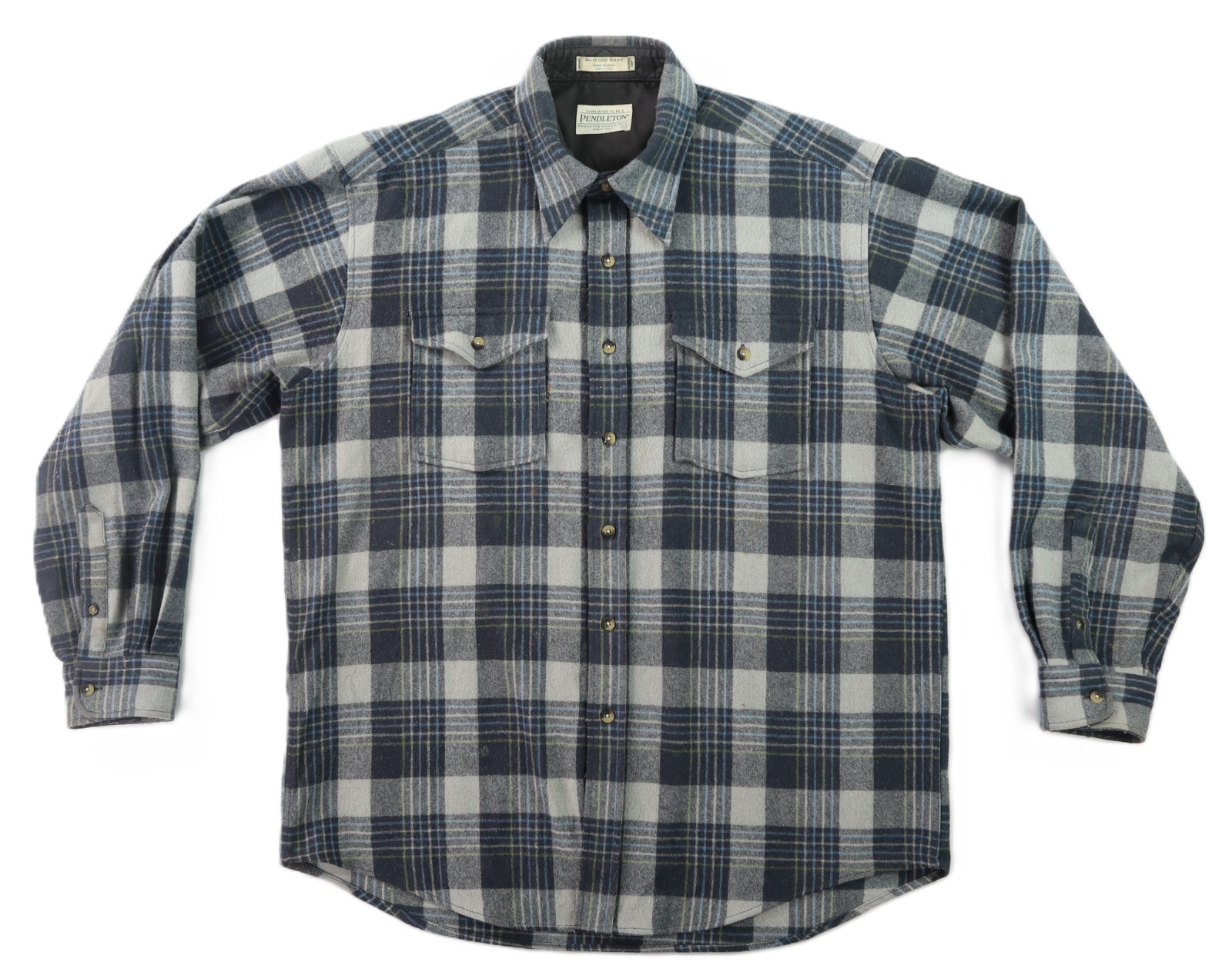 PENDLETON US Men’s Large Gray Plaid Button Down 1… - image 1