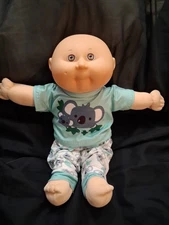Vintage 1991 Hasbro Cabbage Patch Kid Doll Gender Neutral Bald Brown Eyes -PJ's