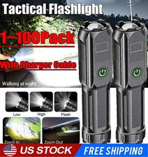 Rechargeable 990000LM LED Flashlight Tactical Police Super Bright Torch Zoomable