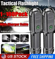Rechargeable 990000LM LED Flashlight Tactical Police Super Bright Torch Zoomable