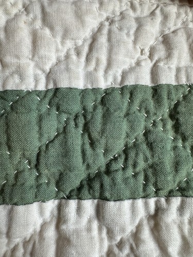 Antique Hand Sewn BEST Tree Of Life Pattern Textile Quilt 19th C Green - Picture 24 of 24