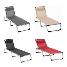 Outsunny Sonnenliege Gartenliege Alu mit Kopfkissen verstellbar faltbar