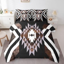 Feelyou Black Brown Rustic Western 7 Piece Bedding Set Queen Size Southwestern