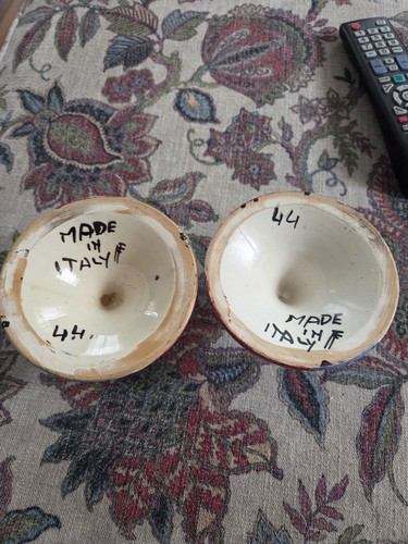 Ceramic Made in Italy Matching Pair of Hand Painted Candle Holders - Picture 5 of 8