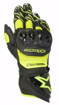 Alpinestars GP PRO R3 Black Hi Viz Fluo Glove Leather Motorcycle 
