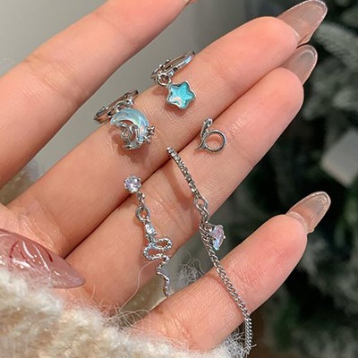 6Pcs/set Simple Small Snake Ear Buckle Set Irregular Personality Earrings Gi _cn