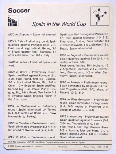 Sportscaster Football Card Editions Rencontre Spain in the World Cup - Picture 2 of 2