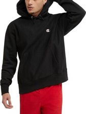 Champion Men's Hoodie, Reverse Weave, Fleece Pullover Sweatshirt Black