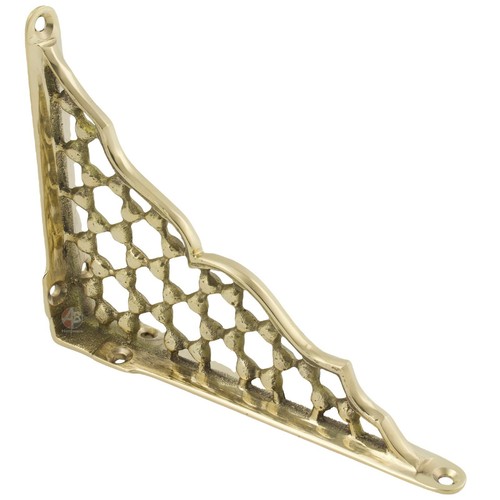1 x Polished Brass Honeycomb Shelf Brackets Vintage Antique Wall Support - Picture 3 of 5