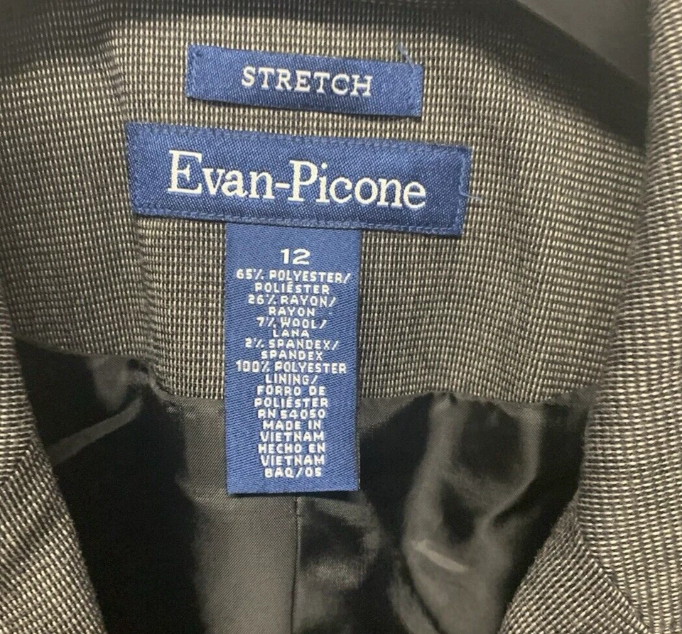 Evan-Picone Size 12 Blazer Women's Jacket Suit Separate Gray Stretch - Image 2 of 4