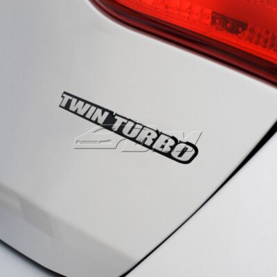 2PCS Universal Silver Twin Turbo Aluminum Adhesive Emblem