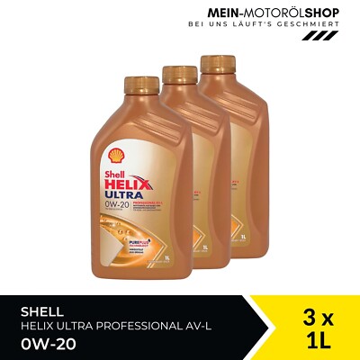 Shell Helix Ultra Professional AV-L 0W-20 VW 509 00 508 00 3x1 Liter = 3 Liter