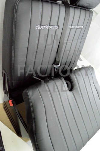 FORD TRANSIT CUSTOM 2013-2021 Van Seat Covers- PVC Leather X121BK-GY - Picture 5 of 12