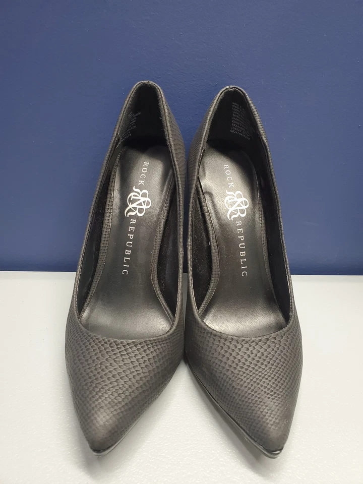 Rock & Republic Arabella Pumps Heels Women's Size 6 Black Comfort Slip On - EUC - Image 2 of 4