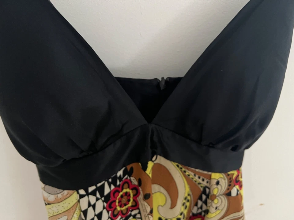 SINGLE DRESS Size S multicolor asymmetrical  cocktail Slip 100% Silk — 第 2/4 张图片