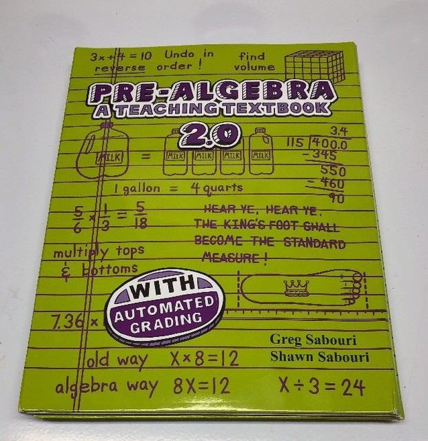 teaching textbooks pre algebra 2.0 CDs, textbook, answer key / testbank