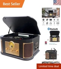 Vintage 3-Speed Bluetooth Turntable with USB/SD Recording - Elegant Wood Design