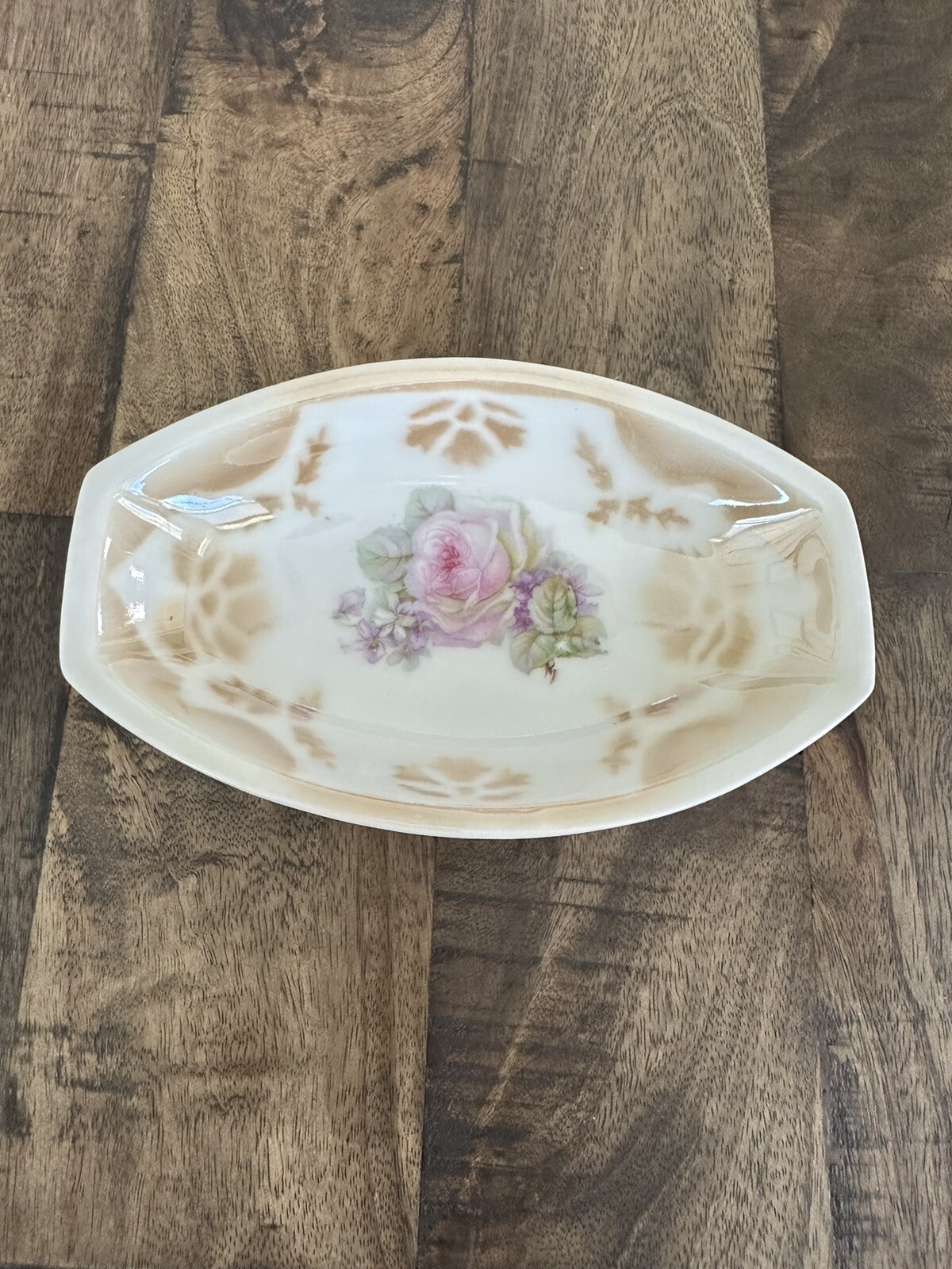 Antique Three Crowns China Oval Porcelain Celery DISH Germany