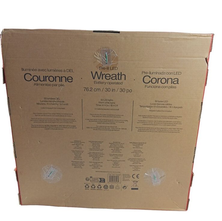 New! Costco PreLit Wreath BatteryOperated 30 In eBay