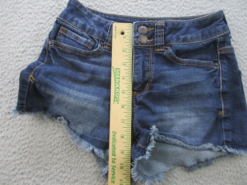 MUDD Jeans Womens Junior Sz 1 Blue Denim Shorts 2" Inseam Stretch Cut Off Summer - Picture 6 of 10