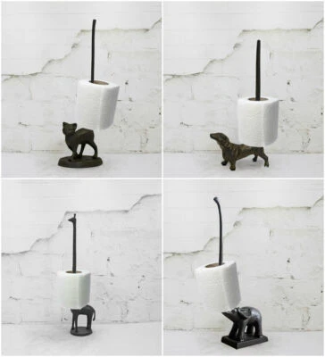 HOMEZONE Cast Iron Animal Toilet Roll Holders Free Standing Novelty Kitchen Roll Holders